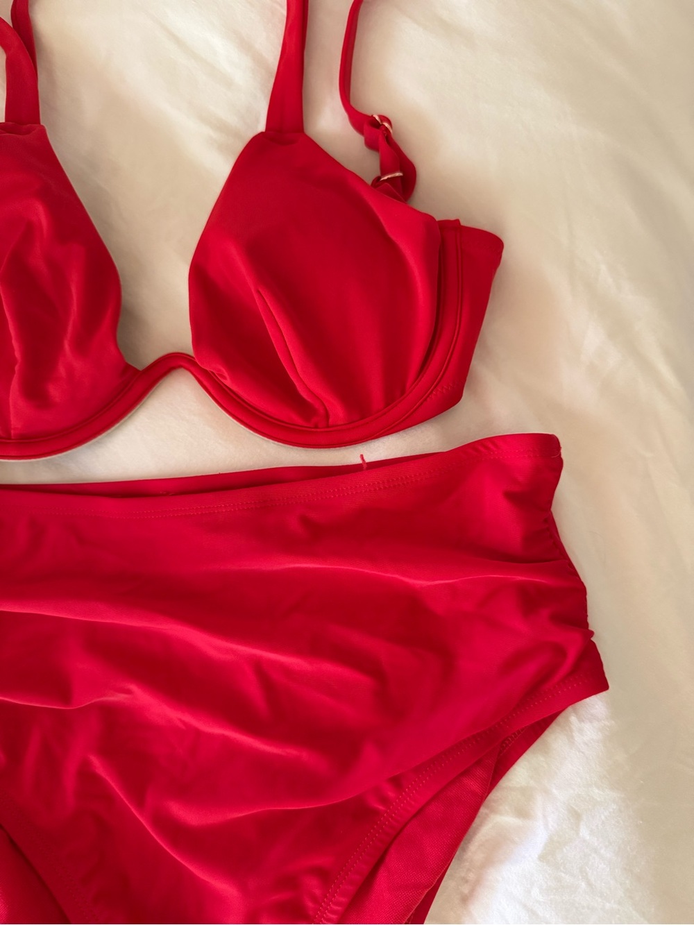 Red High-Waist Bikini Set